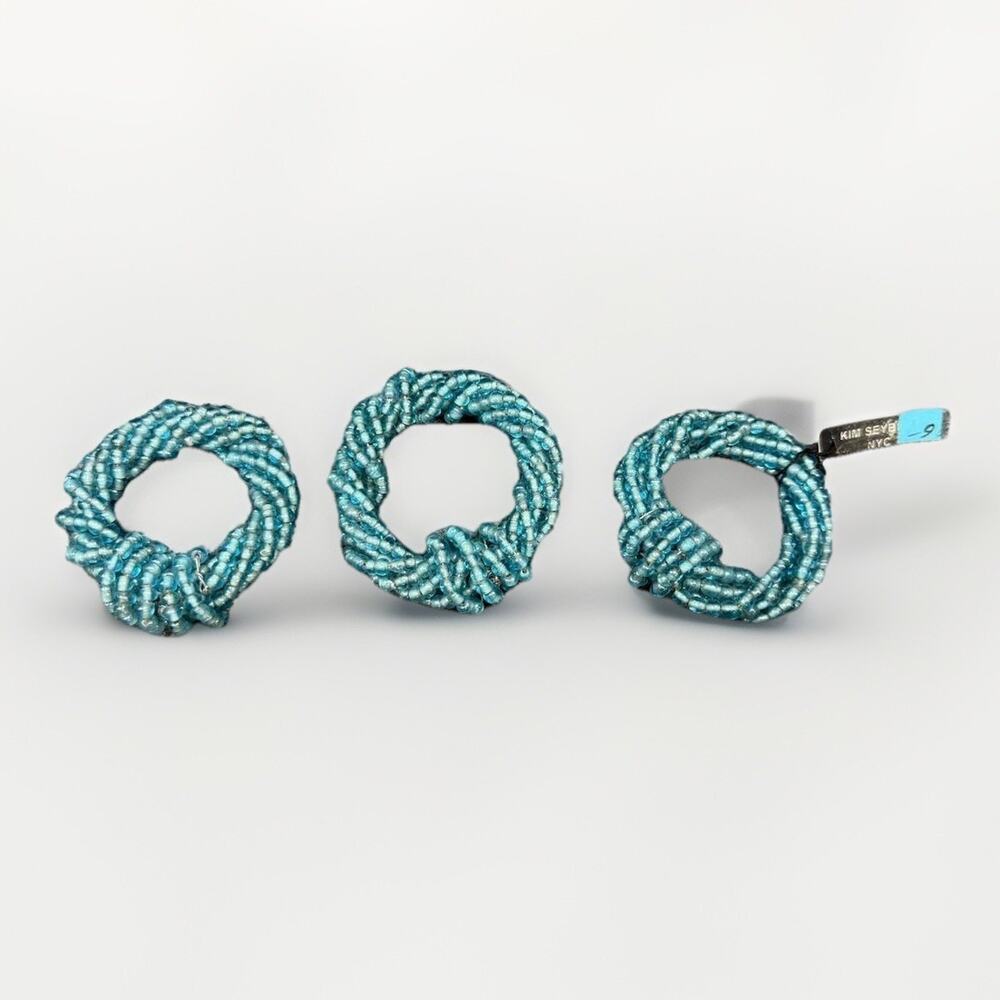 Kim Seybert NYC Blue Beaded Napkin Rings Set Of 3 Table Decor India